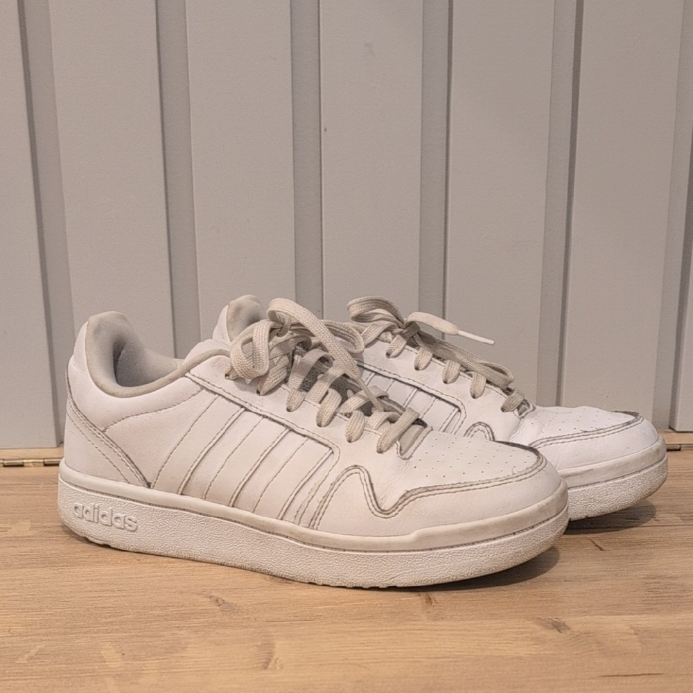 Adidas White Leather Sneakers Cloudfoam Super